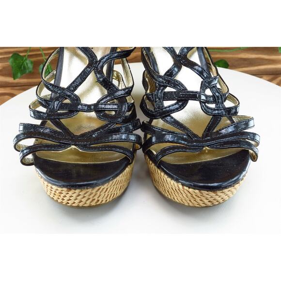 Glo Jeans Sz 8.5 M Black Strappy Synthetic‎ Women Sandals - Picture 2 of 7